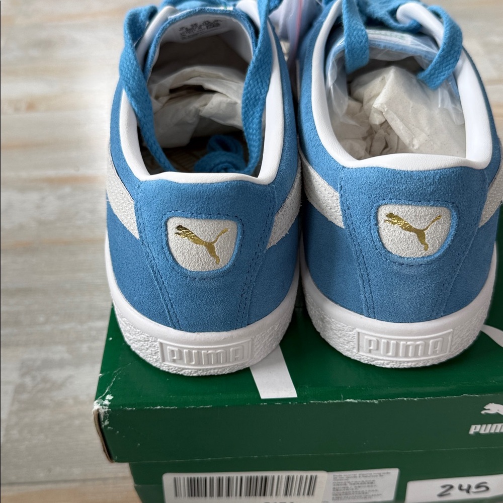 Puma Vallarta Suede Blue Sneakers with White Accents - Picture 3 of 5